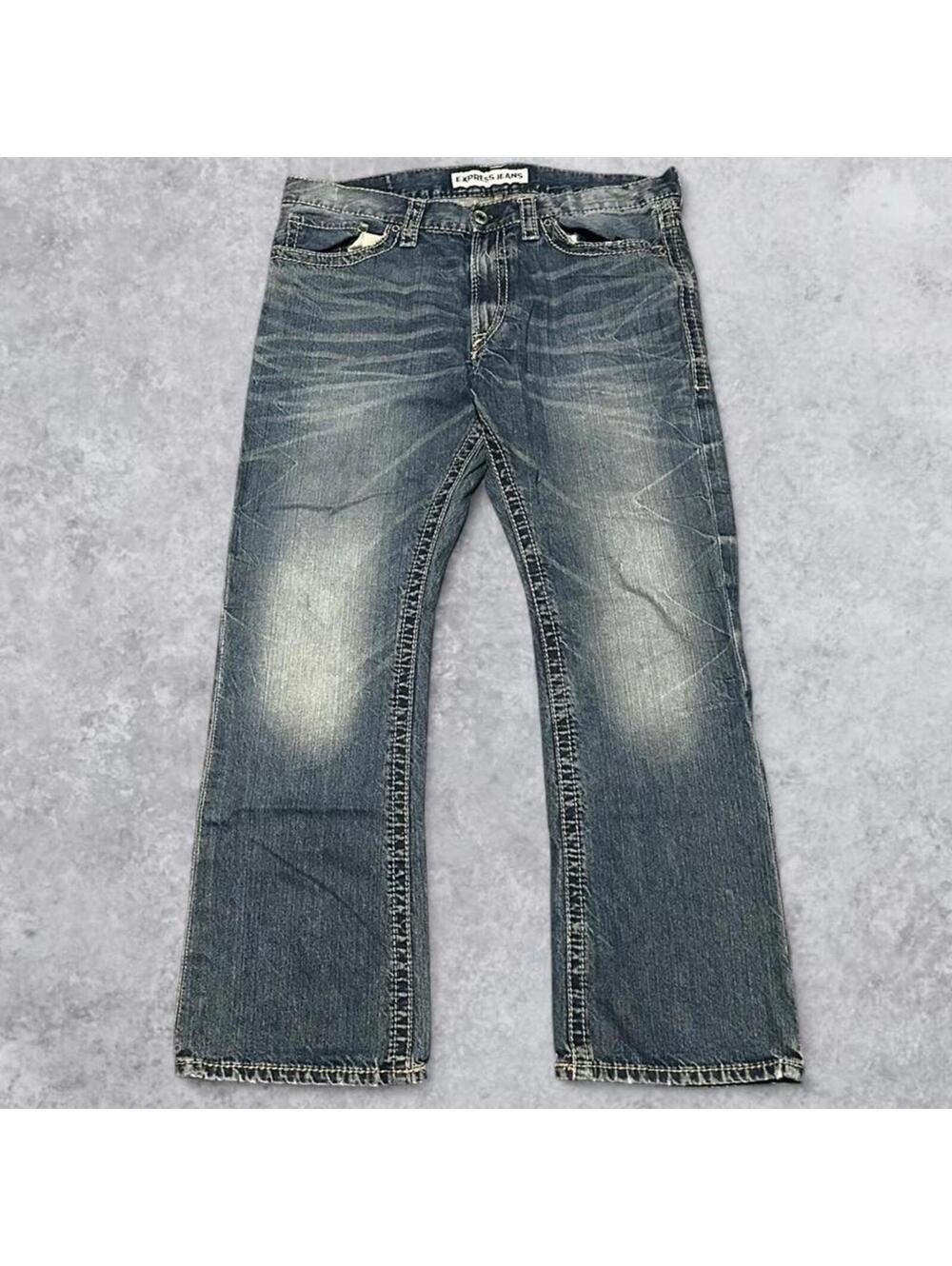 Men's Y2K Express Rocco Slim Bootcut Faded Jeans  - Size 36x30!